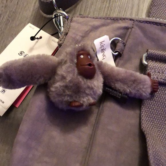 Kipling Amiel Medium Crossbody Bag Color Cool Grey Tonal + Monkey Key Chain NWT - Picture 6 of 16